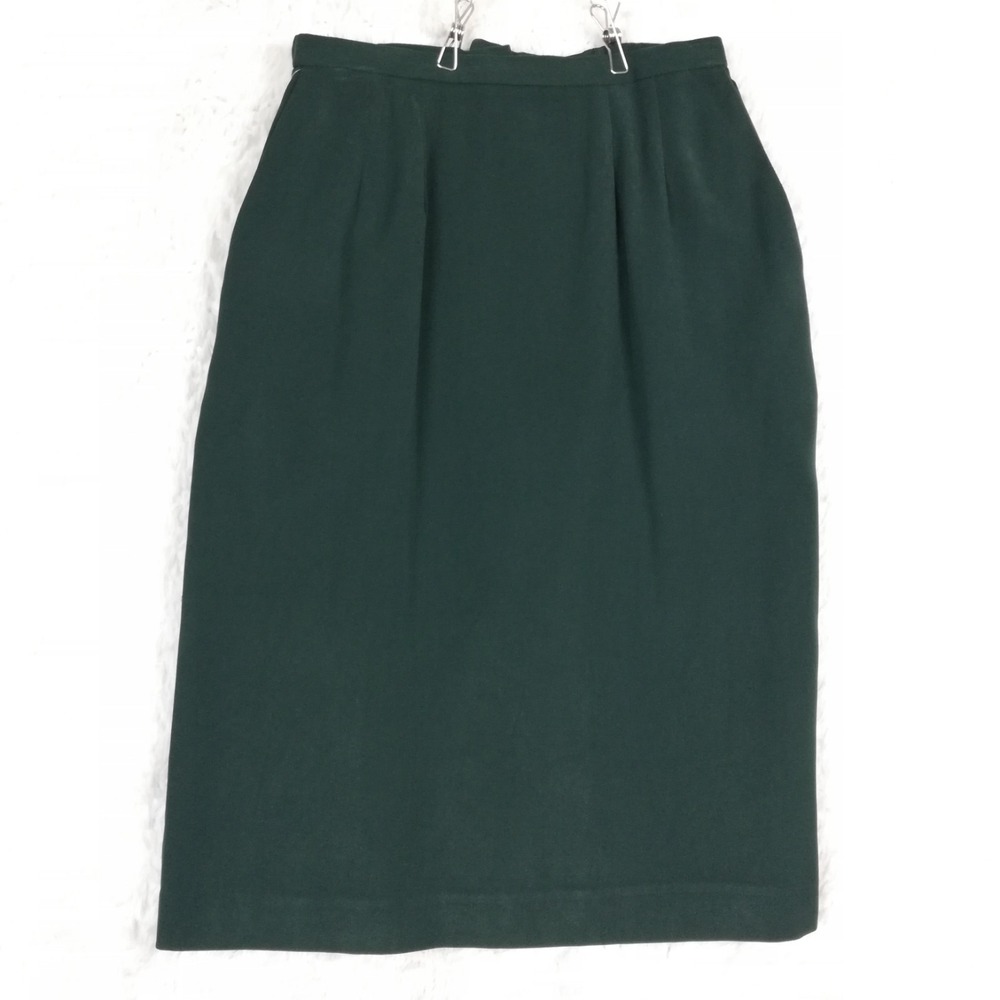 Koret Womens Skirt Sheath Knee Length Forest Green Pleated Petite‎ 8 New
